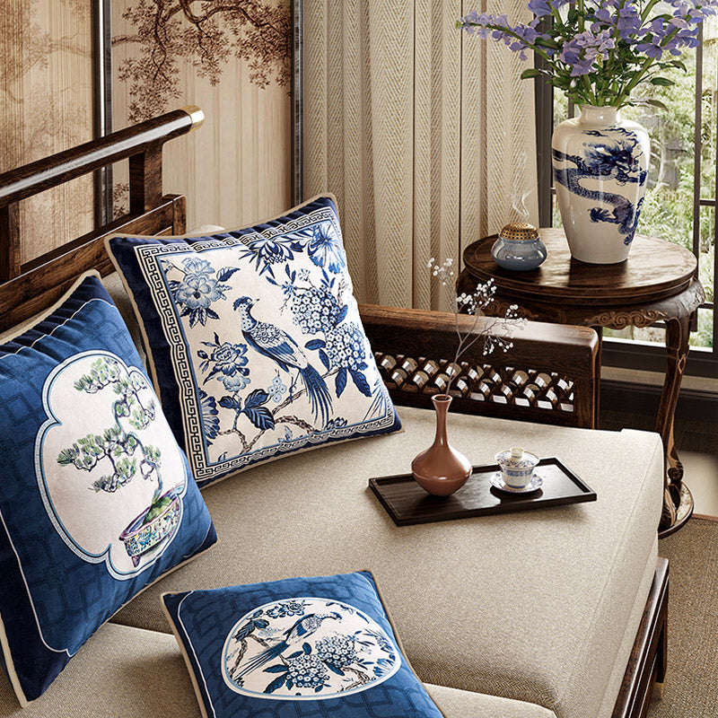 Chinese Classic Blue and White Cushion Series Butterfly/Gourd/Square Cushion Pillows Home Decor-09