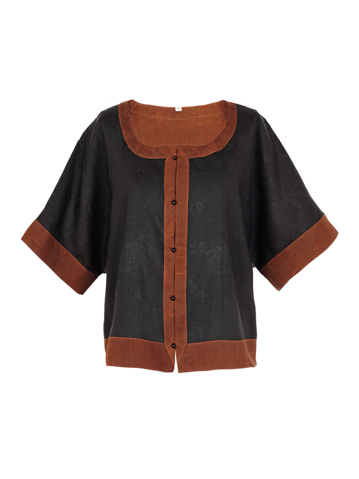 Chinese Jacquard Mulberry Silk Short Sleeve Top-08