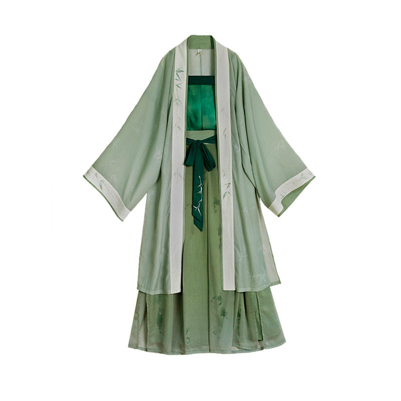 Veiled in Mist and Rain - Song Dynasty-Inspired Fresh Green Modern Hanfu Outfit-10