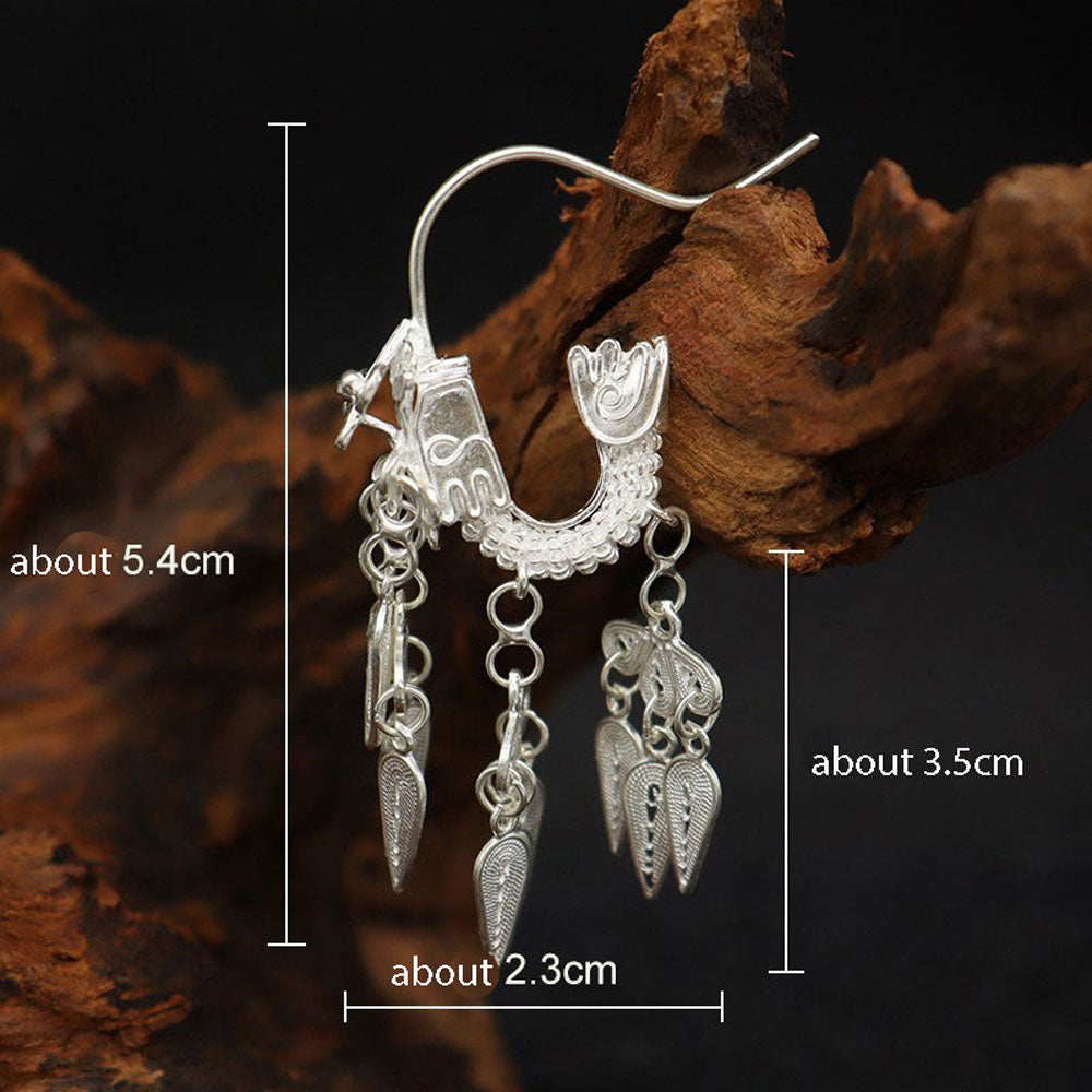 Handmade Auspicious Chinese Dragon Filigree Silver Earrings-03