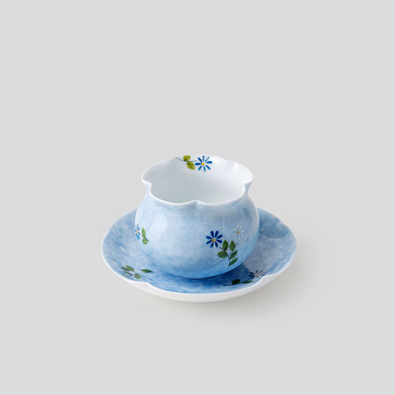 Sky-Blue Daisy Hand-Painted Porcelain Tea Cup-09