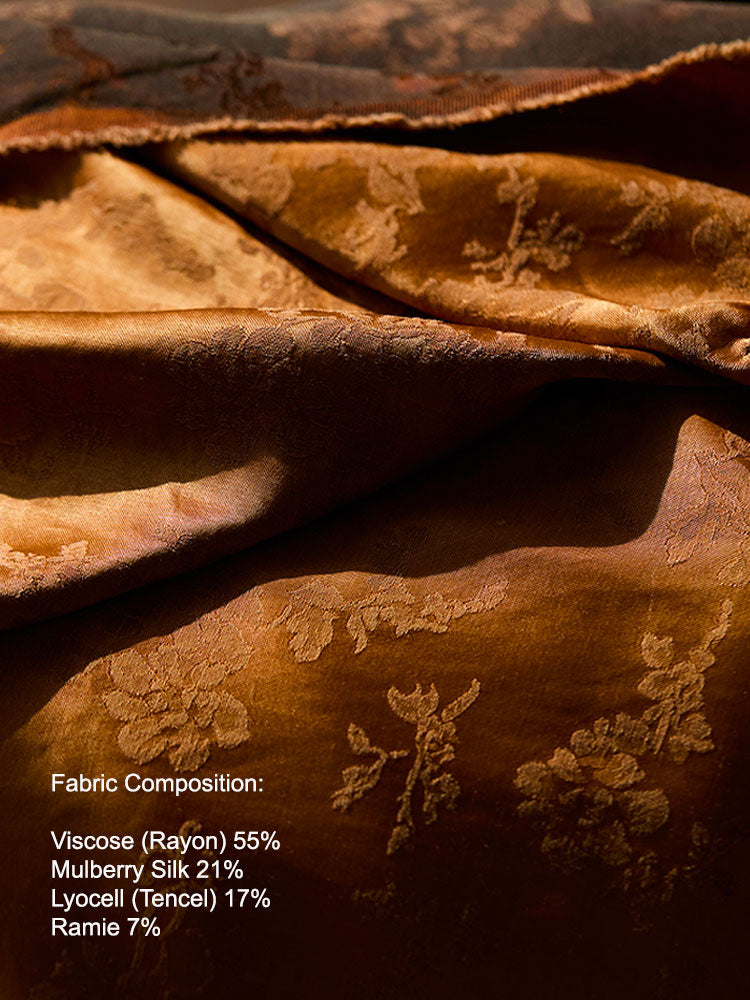 Chinese Vintage Floral Slim Fit Mulberry Silk Xiangyunsha Camisole Dress-08