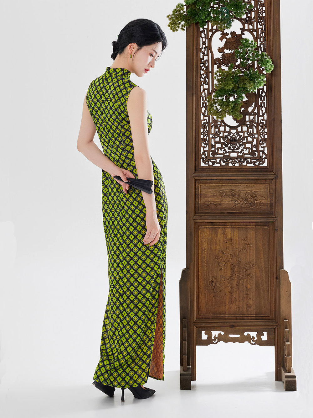 Geometric Jacquard Qipao Cheongsam Dress-03