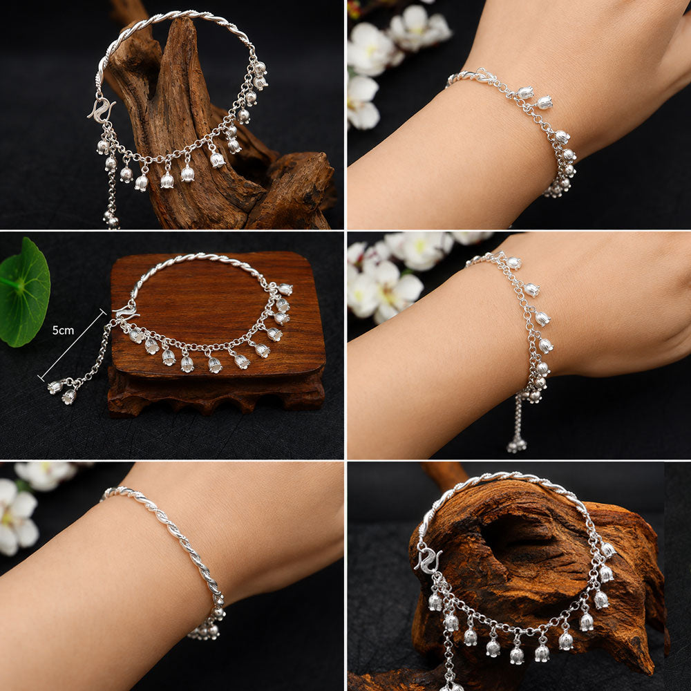 Lily of the Valley Twisted Vine Bracelet in 999 Fine Silver-06