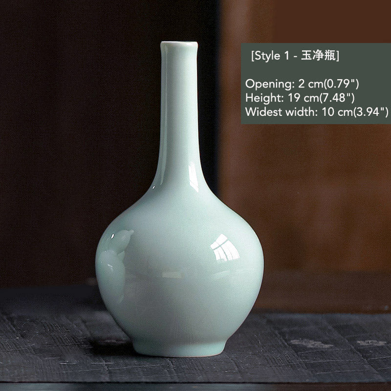Jingdezhen Chinese Classical Celadon Porcelain Flower Vase Ornament-08