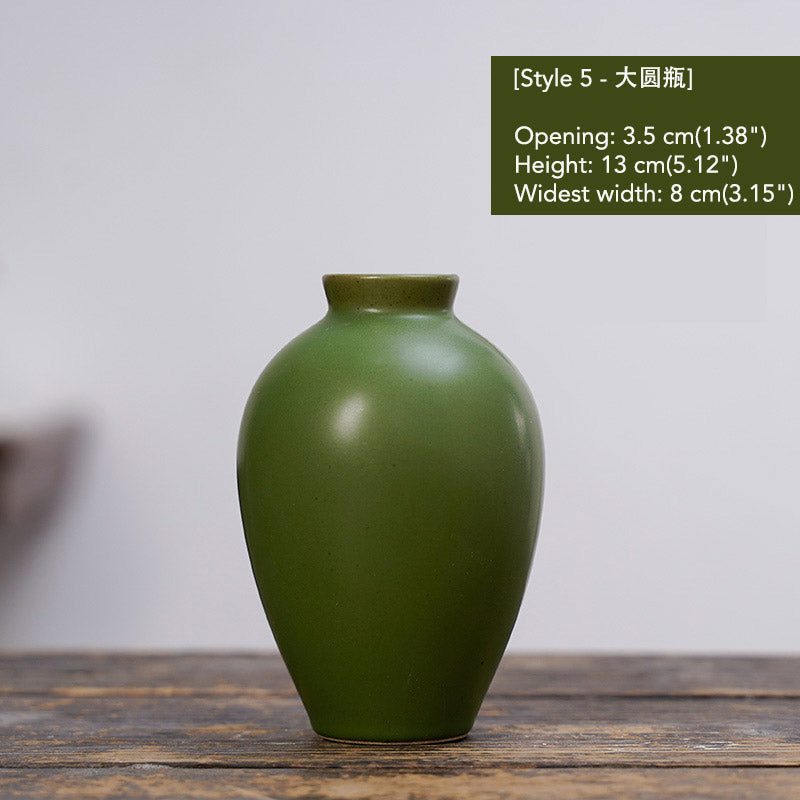 Vintage Distressed Ceramic Small Flower Vase Chinese Zen-style Vase Ornaments-09