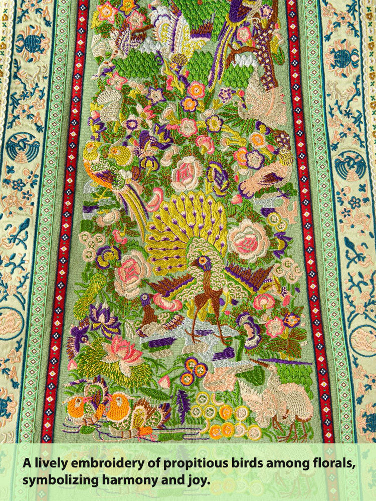 Embroidered Floral and Bird Pattern Ma Mian Skirt - Women's Wrap Skirt-04