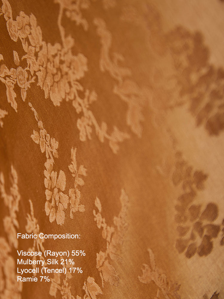  Chinese Vintage Floral Slim Fit Mulberry Silk Xiangyunsha Camisole Dress-11