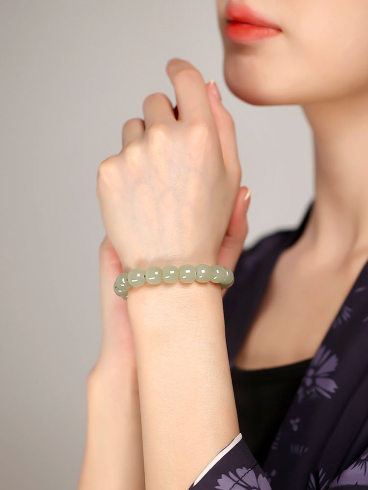 Minimalist Classic Style Natural Hetian Qingshui Jade Bracelet for Women Chinese Jewelry Gift-09