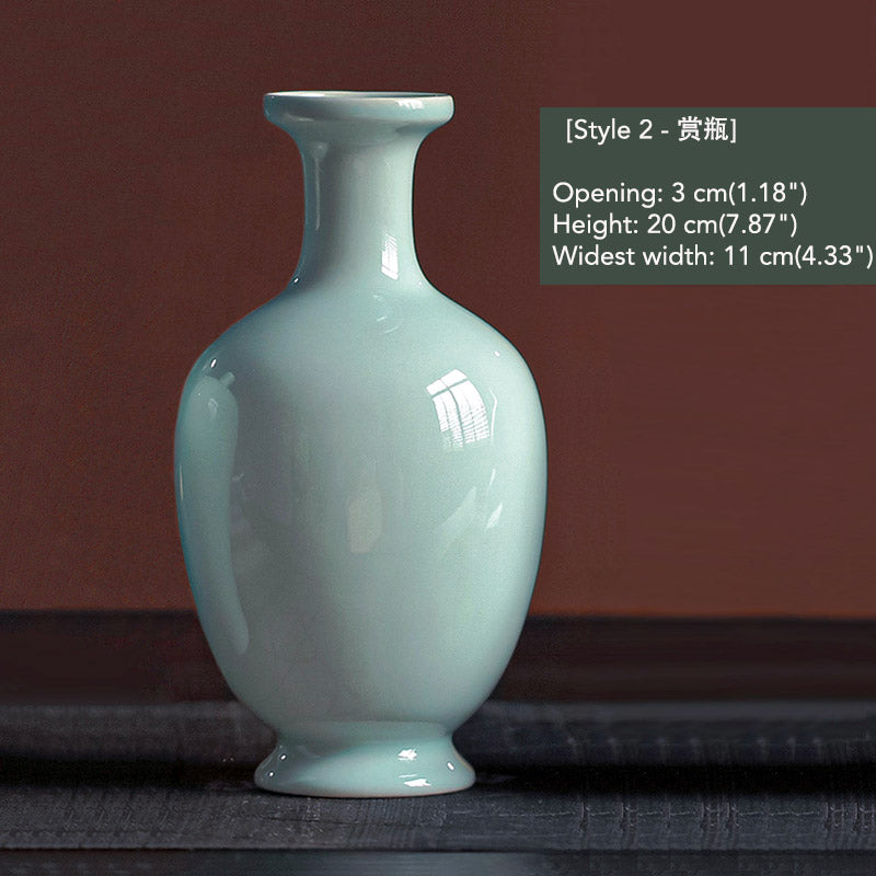 Jingdezhen Chinese Classical Celadon Porcelain Flower Vase Ornament-09