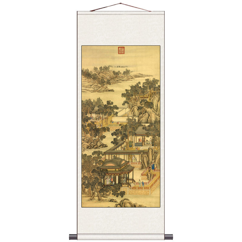 Leisure Time at the Yuanmingyuan in the Twelfth Month of the Yongzheng Reign - Traditional Chinese Silk Scroll Painting Reproduction-11