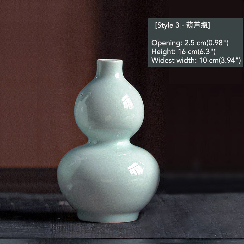 Jingdezhen Chinese Classical Celadon Porcelain Flower Vase Ornament-10
