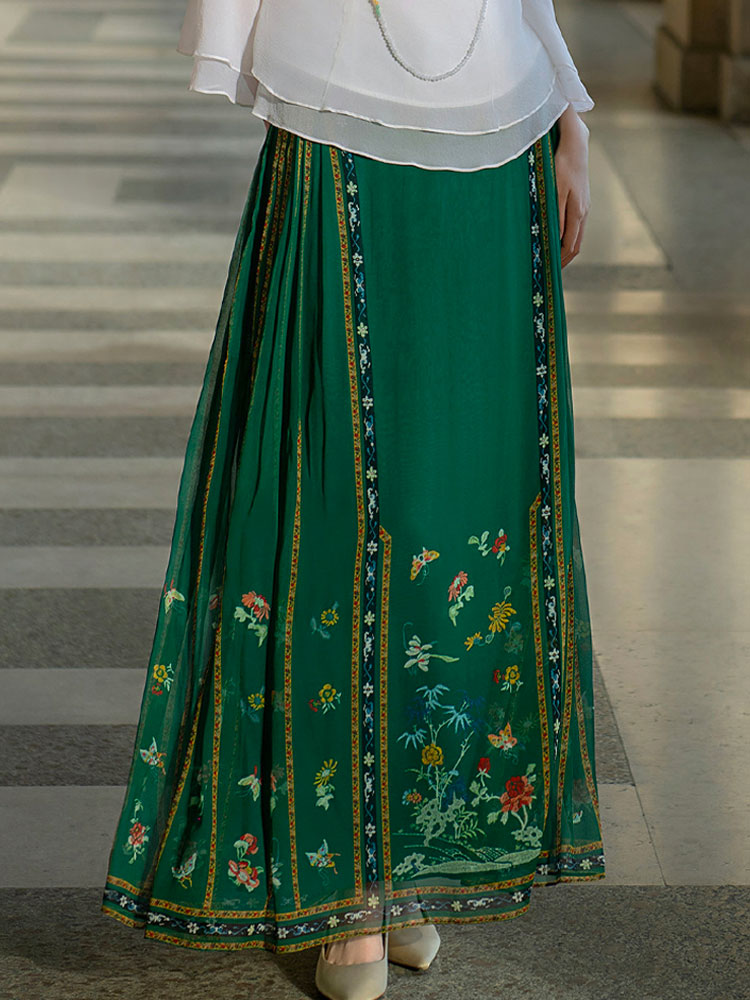 Silk-Printed Modernized Mamian Skirt | Neo-Chinese Spring/Summer Skirt | Multi-Color-08