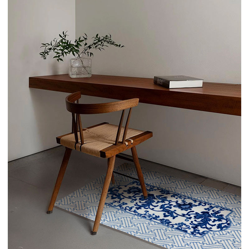 Chinese-inspired Vintage Blue & White Floral Carpet-07