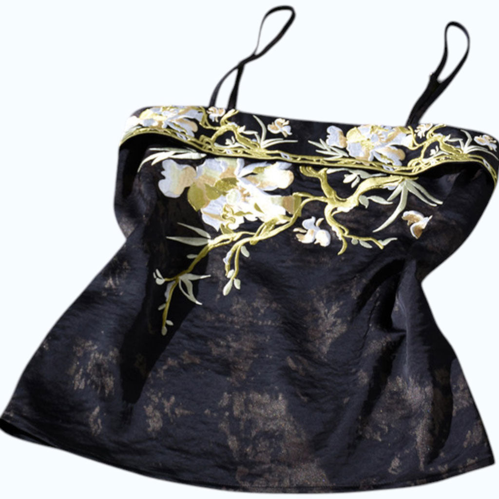 Floral Embroidered Hanfu Camisole - Vintage Chinese Inner Layer Top-09