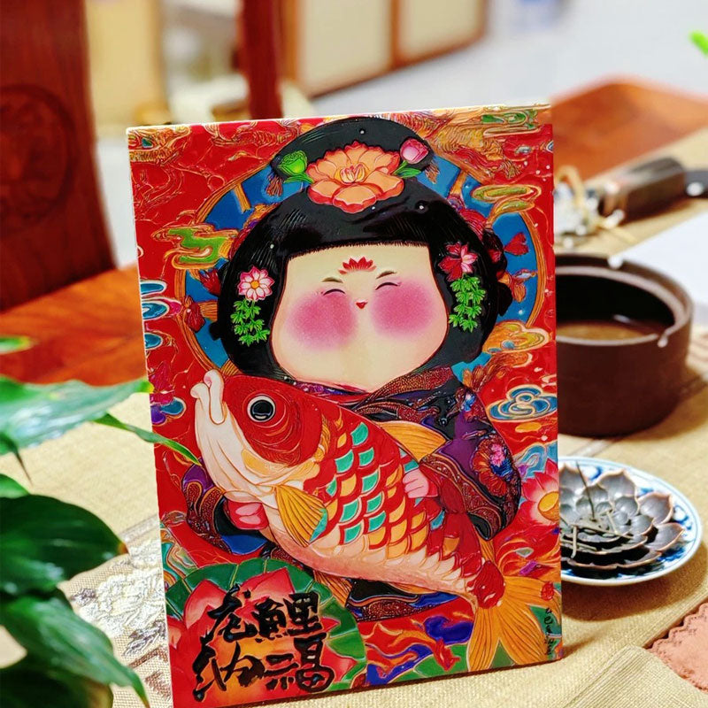 Dragon Koi Blessing Porcelain Table Art – Auspicious Home & Office Display-09