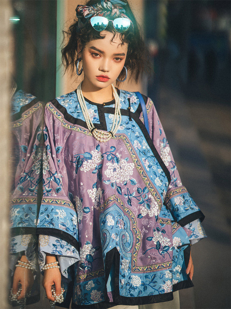 New Chinese Style Purple Jacquard Diagonal Placket Han Elements Women's Top Shirt-05