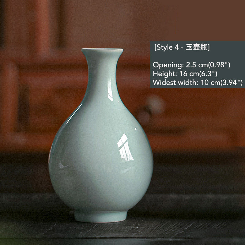 Jingdezhen Chinese Classical Celadon Porcelain Flower Vase Ornament