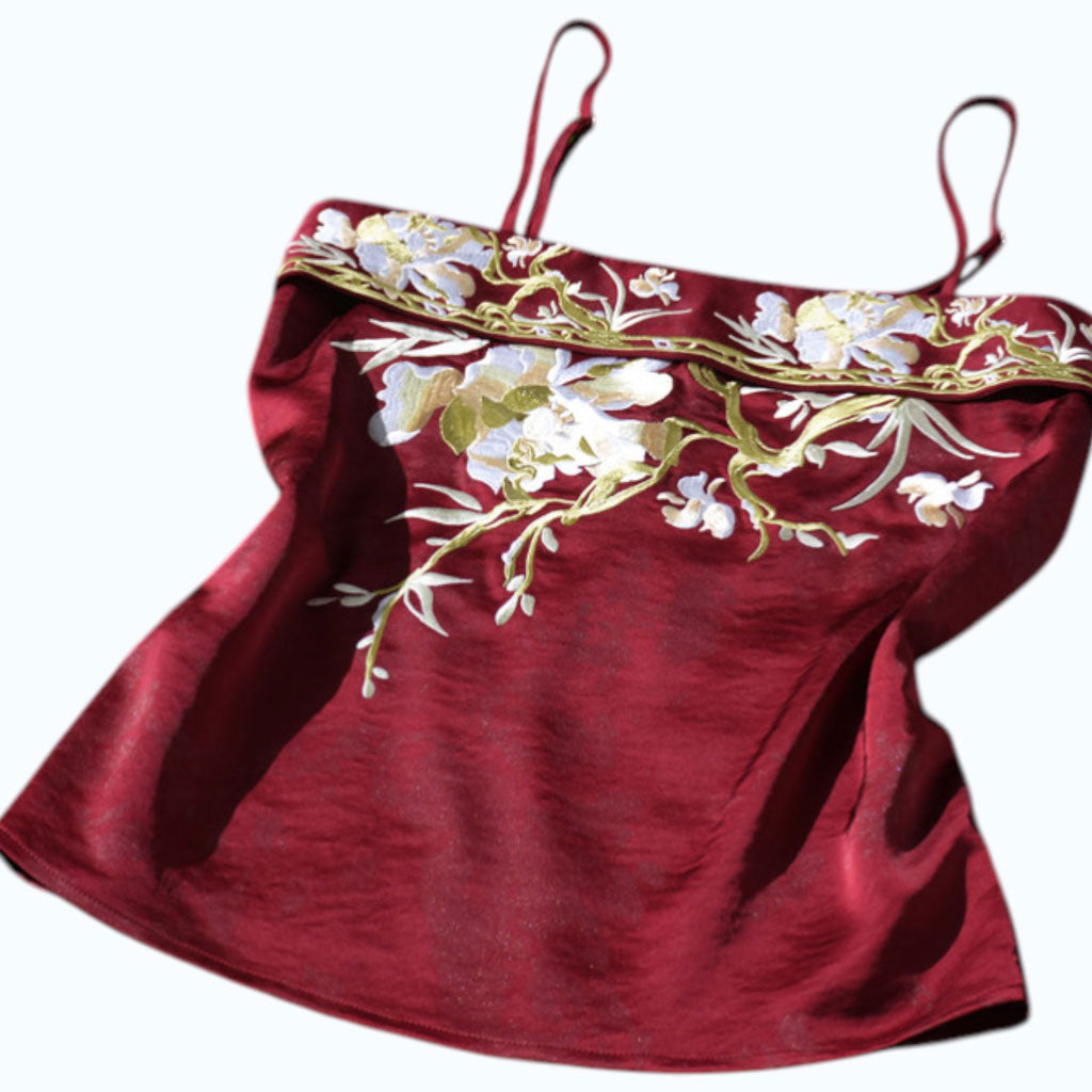 Floral Embroidered Hanfu Camisole - Vintage Chinese Inner Layer Top-10