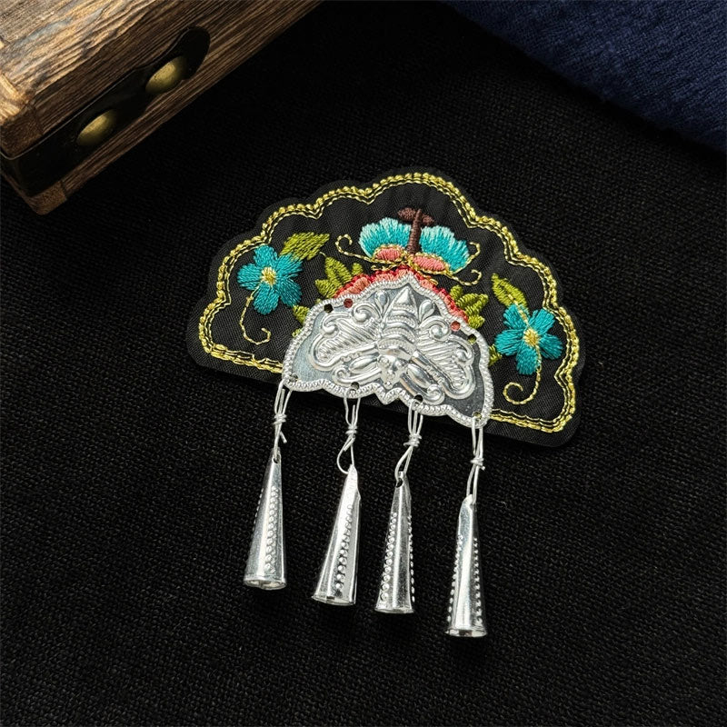 Butterfly Wings & Small Trumpet Chinese Miao Embroidery Fridge Magnet - Traditional Embroidery & Tassels Heritage Gift