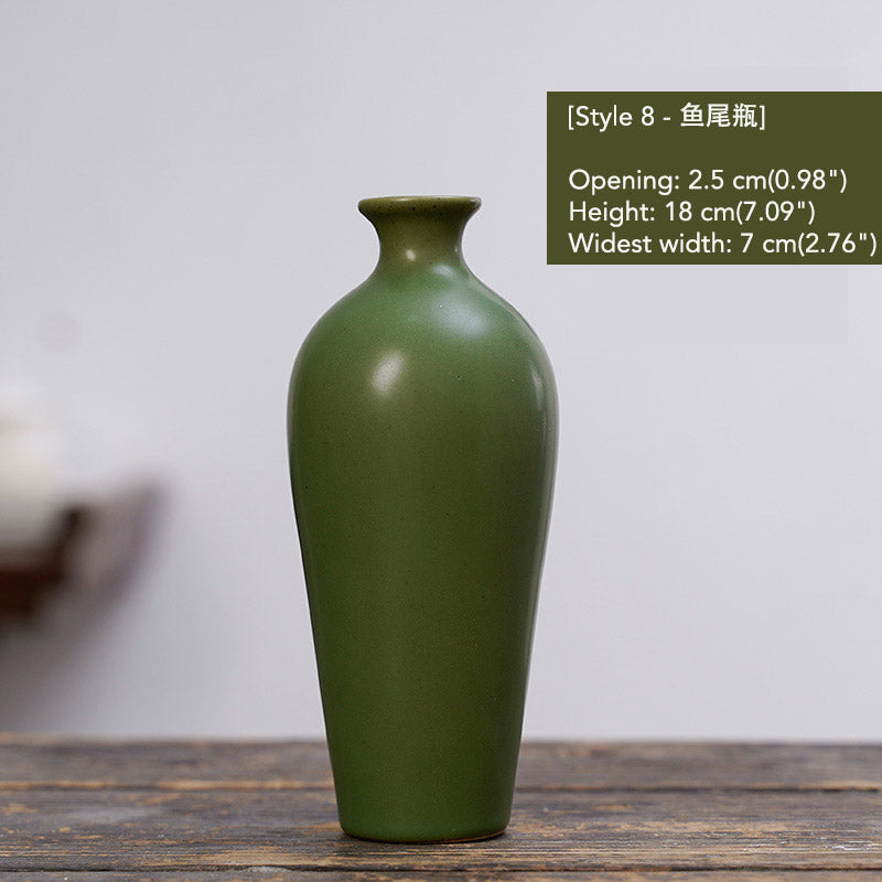 Vintage Distressed Ceramic Small Flower Vase Chinese Zen-style Vase Ornaments-12