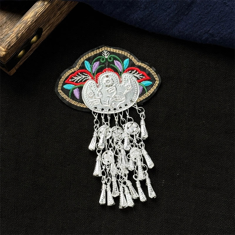 Gold Ingot & Sesame Tassel Chinese Miao Embroidery Fridge Magnet - Traditional Embroidery & Tassels Heritage Gift