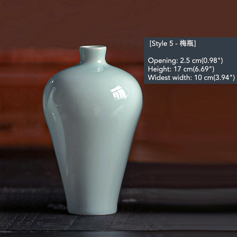 Jingdezhen Chinese Classical Celadon Porcelain Flower Vase Ornament