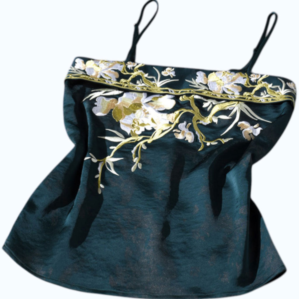 Floral Embroidered Hanfu Camisole - Vintage Chinese Inner Layer Top-12