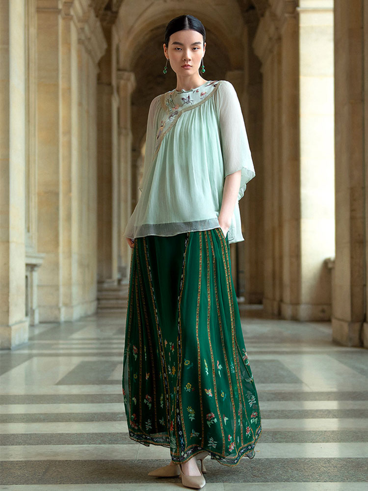 Silk-Printed Modernized Mamian Skirt | Neo-Chinese Spring/Summer Skirt | Multi-Color-09