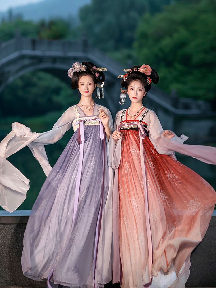Quietly Awaiting Blossoms - Tang Dynasty Inspired Chest-length Dress Hanfu Skirt Set