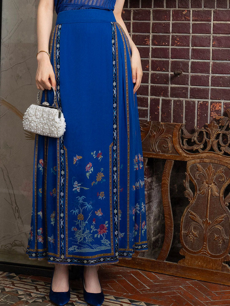 Silk-Printed Modernized Mamian Skirt | Neo-Chinese Spring/Summer Skirt | Multi-Color-14
