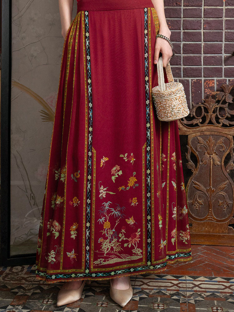 Silk-Printed Modernized Mamian Skirt | Neo-Chinese Spring/Summer Skirt | Multi-Color-13