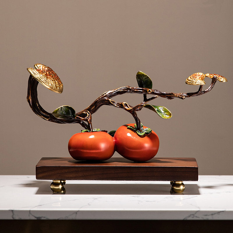 Tout se passera comme vous le souhaitez 「Shi Shi Ru Yi」 - Nouveau style chinois Persimmon Ruyi Ornement Bureau Table Décor Cadeau d'affaires