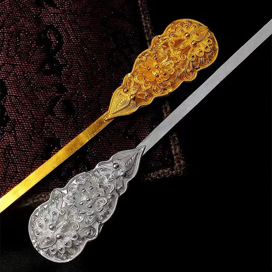 Épingle à cheveux papillon et fleurs en filigrane en argent sterling 999 de style chinois vintage fabriqué à la main