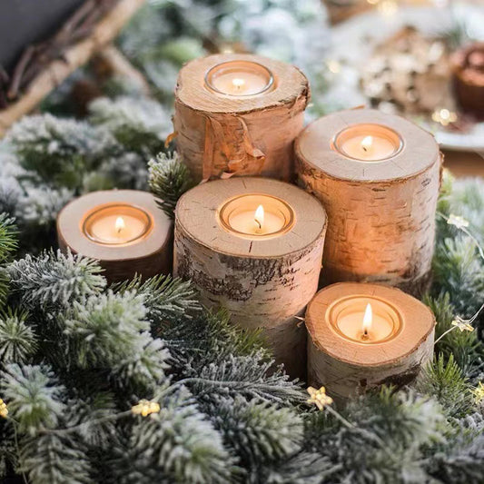 Natural Birch Candle Holder Table Decorations