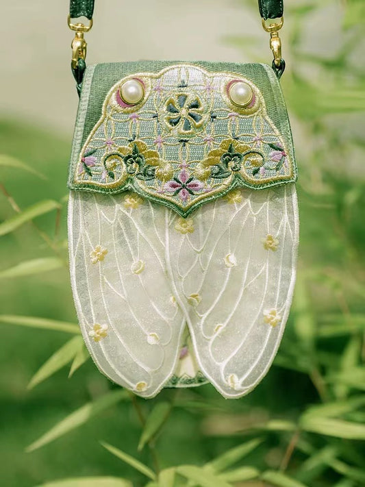 Original Design Vintage Chinese Style Cicada Wing Embroidered  Handbag
