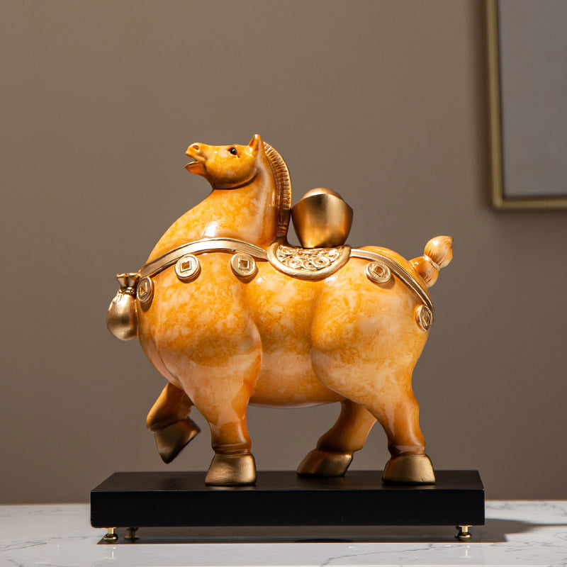 „Ma Shang You Qian“ – Pferdeskulptur aus Kunstharz, Pferdekunst, Dekoration für Zuhause oder Büro, Geschäftsgeschenk