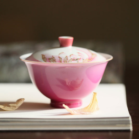 Jingdezhen chinois – ensemble de tasses à thé en porcelaine avec fleurs peintes à la main, avec couvercle