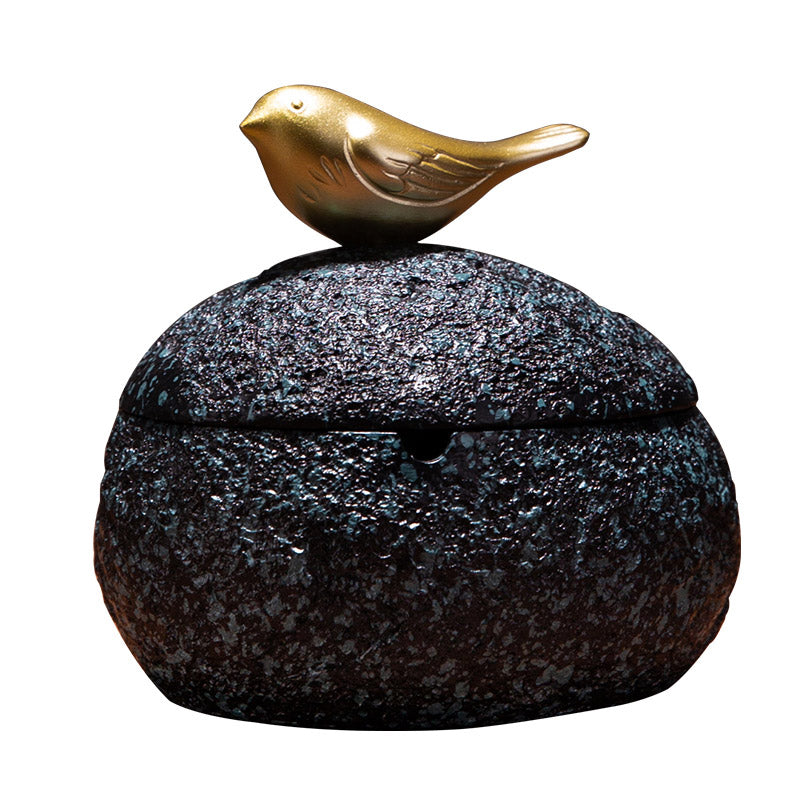 Nouveau Cendrier de Style Zen chinois avec cendrier décoratif d'oiseau avec couvercle