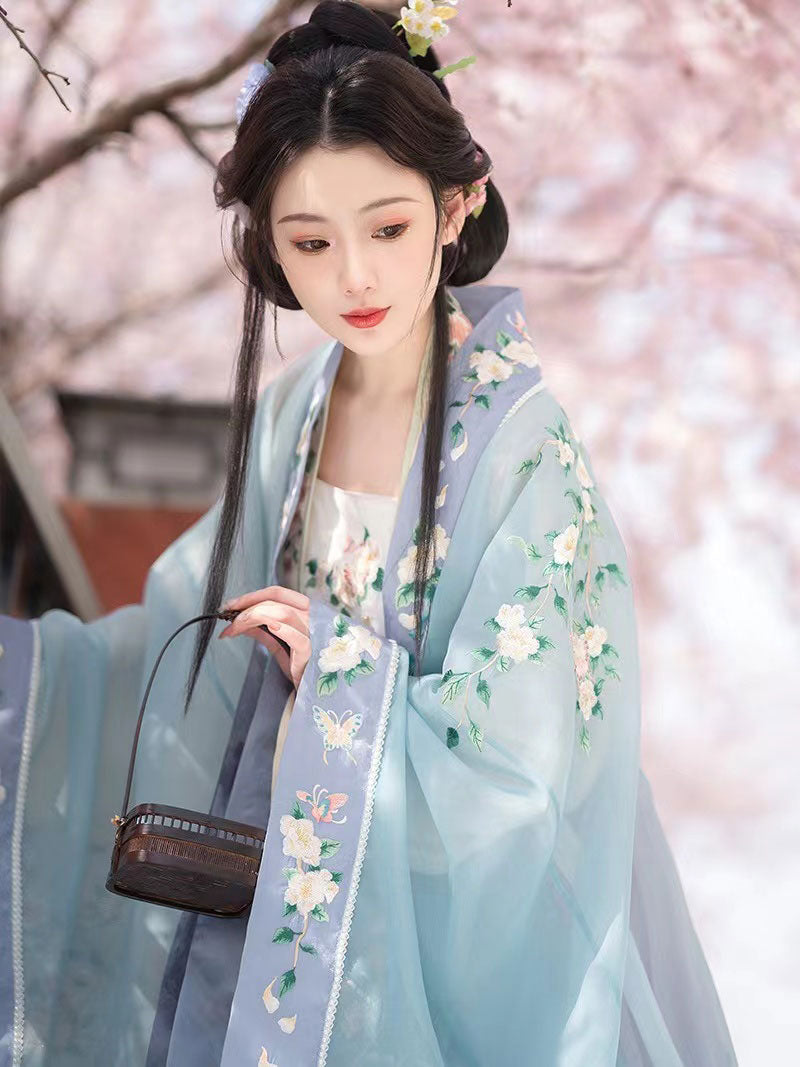 Song of Spring - Peony Flower Embroidery Hanfu Clothing Chinese Dress for Garden Tea Party-02