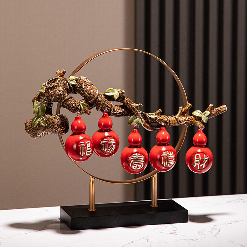Fu, Lu, Shou, Xi, Cai – Cinq bénédictions, cinq gourdes, les cinq bénédictions viennent à la famille, décoration de table, cadeaux de pendaison de crémaillère.