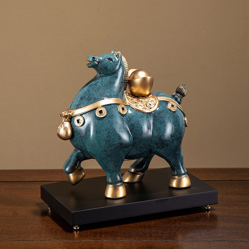 "Ma Shang You Qian" Resin Horse Sculpture Horse Art Home Office Decor Business Gift