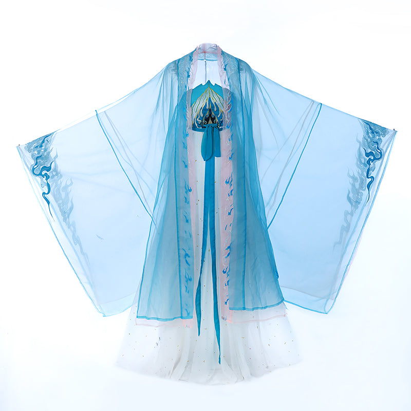BlueDail Blue Sacred Fire Embroidery Hanfu Clothing Daily Wear(4Pcs)-07