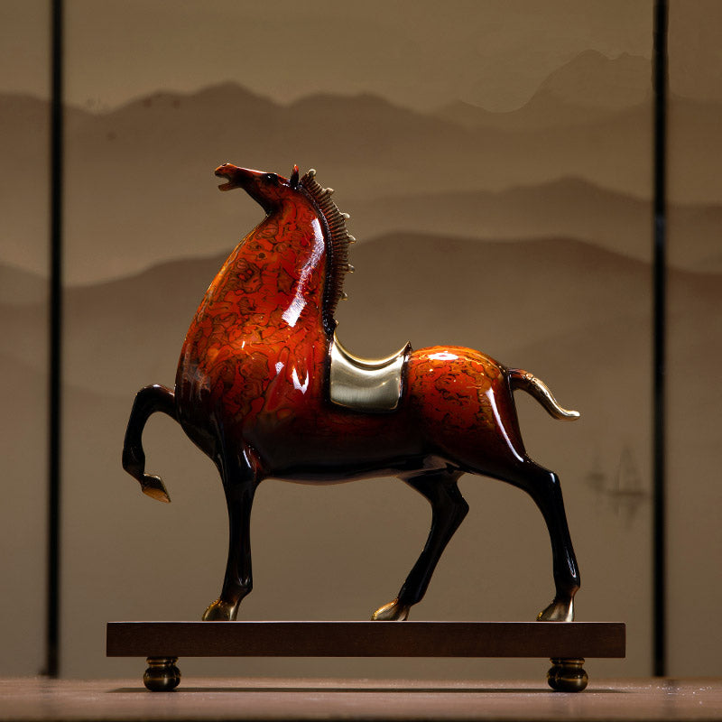 "Ma Dao Cheng Gong" Brass Horse Sculpture Horse Art Home Office Decor