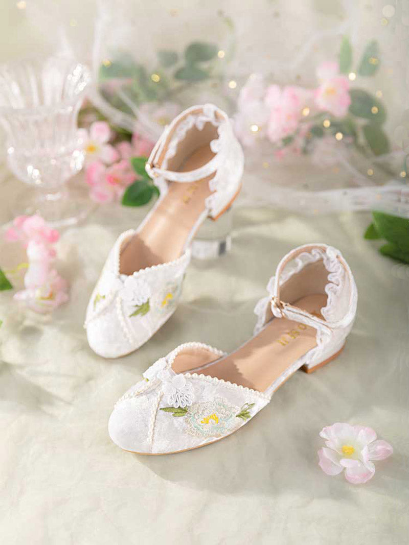 Vintage Chinese Style Embroidered Buckle Mary Jane Shoes