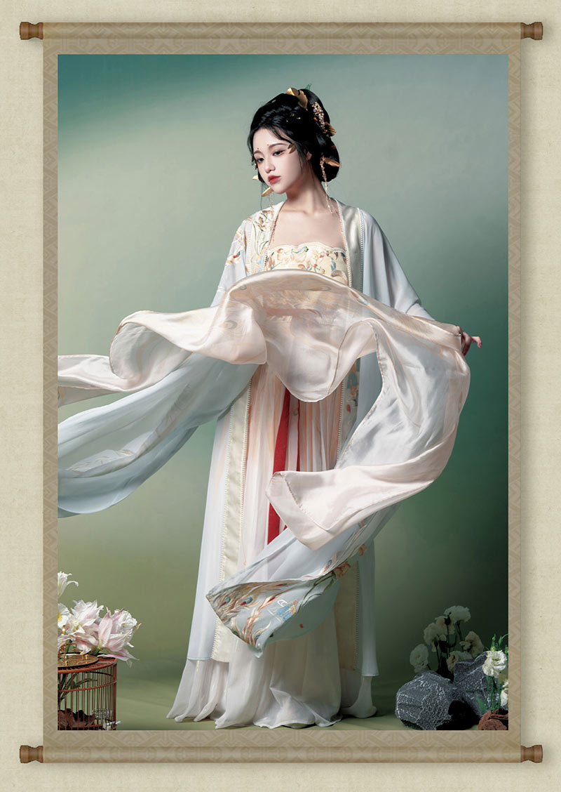BlueDail Pure Hand Embroidery「Beautiful appearance and pure heart」White Phoenix Embroidered Tang Style Daily Wear Hanfu Clothing-05