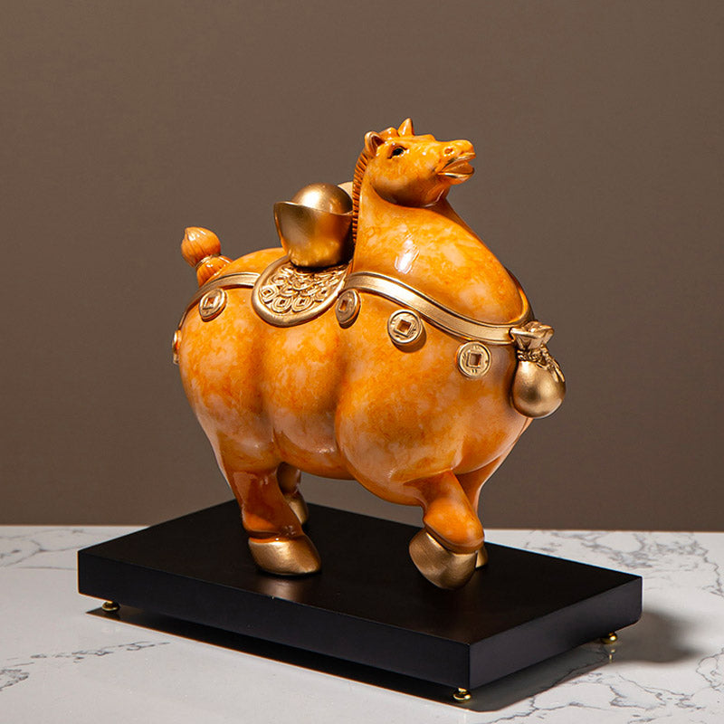 "Ma Shang You Qian" Resin Horse Sculpture Horse Art Home Office Decor Business Gift