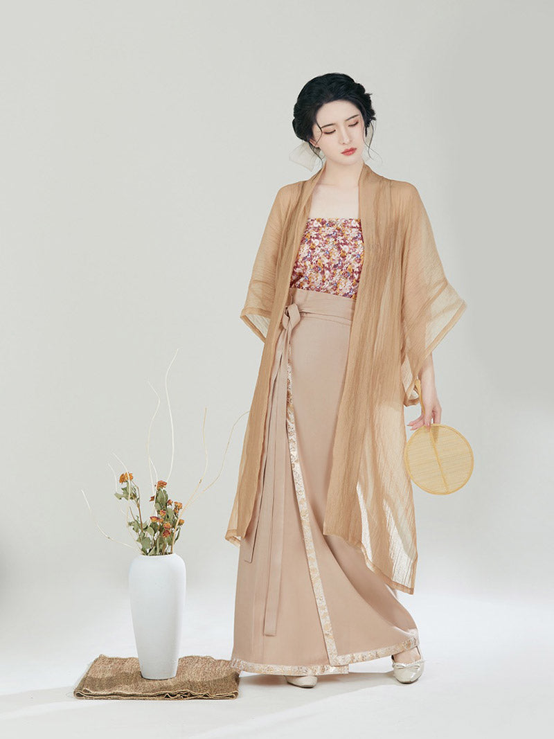 Bloom in a Dream - Khaki Chinese Style Skirt Set