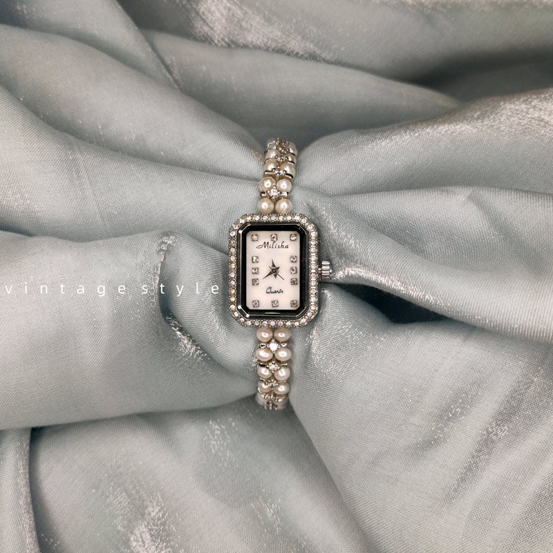 Vintage Delicate Pearl Bracelet Watch for Women Best Birthday Gift