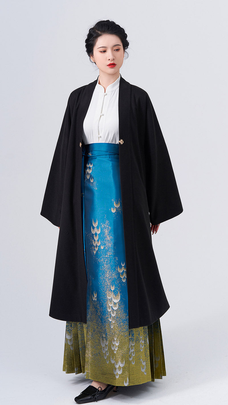 The Sea Glinted in The Moonlight - Embroidery Mamianqun Hanfu Skirt-06